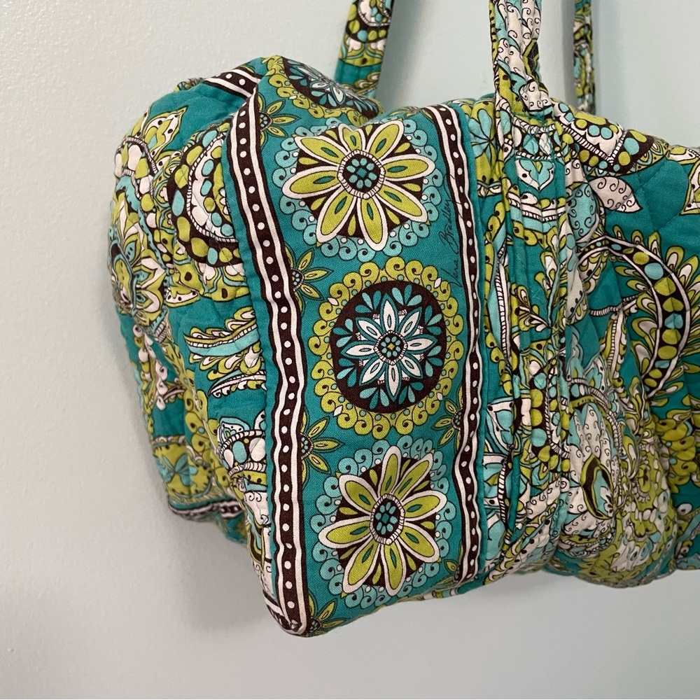 Vera Bradley Weekender Travel Duffle Bag Turquoise Parsley - Picture 3 of 7